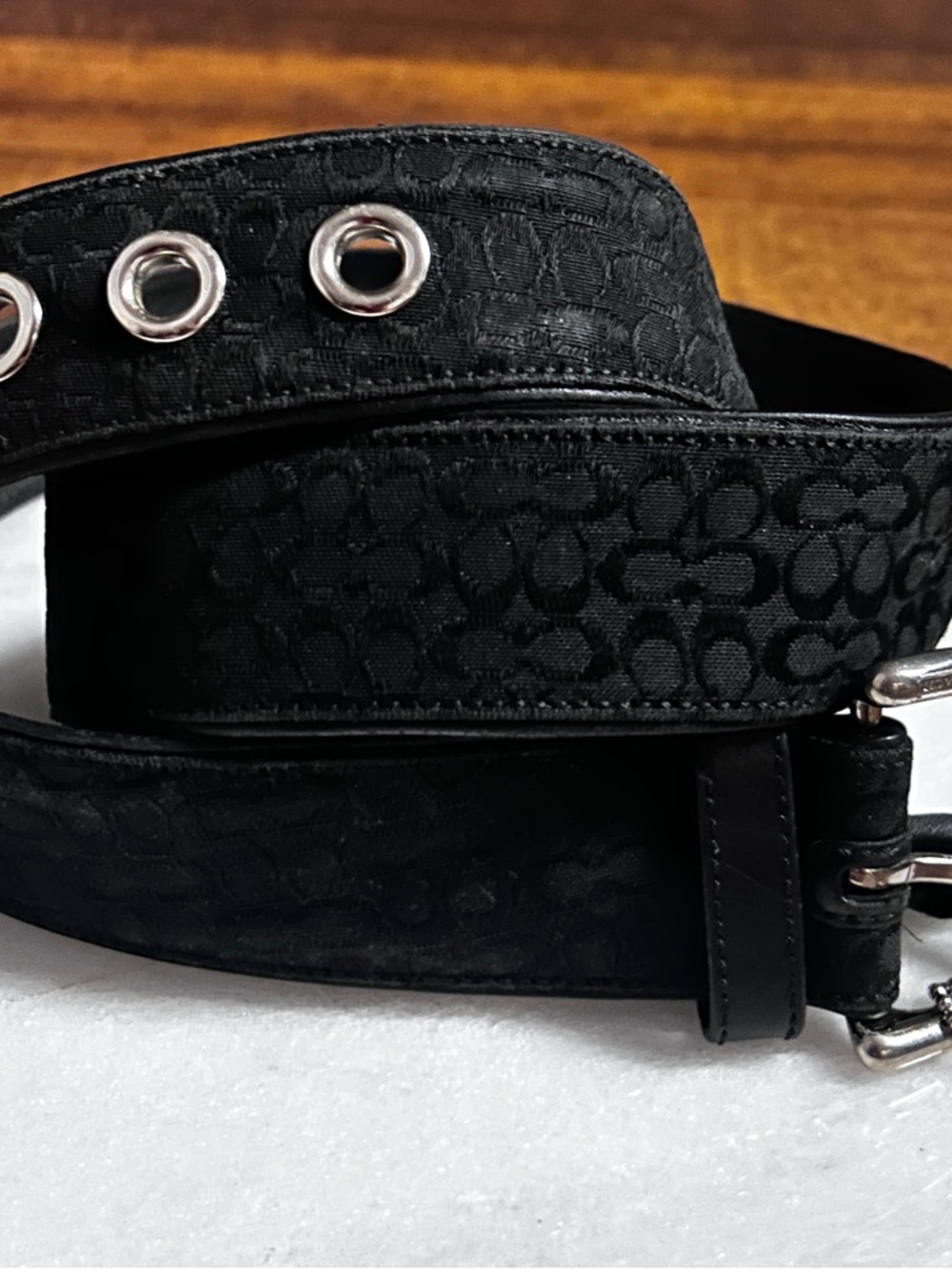 Coach (M6 3977) ~ Women’s Large ~ Vintage ~ Black W/Silver ~ Logo Designer Belt - Picture 7 of 16